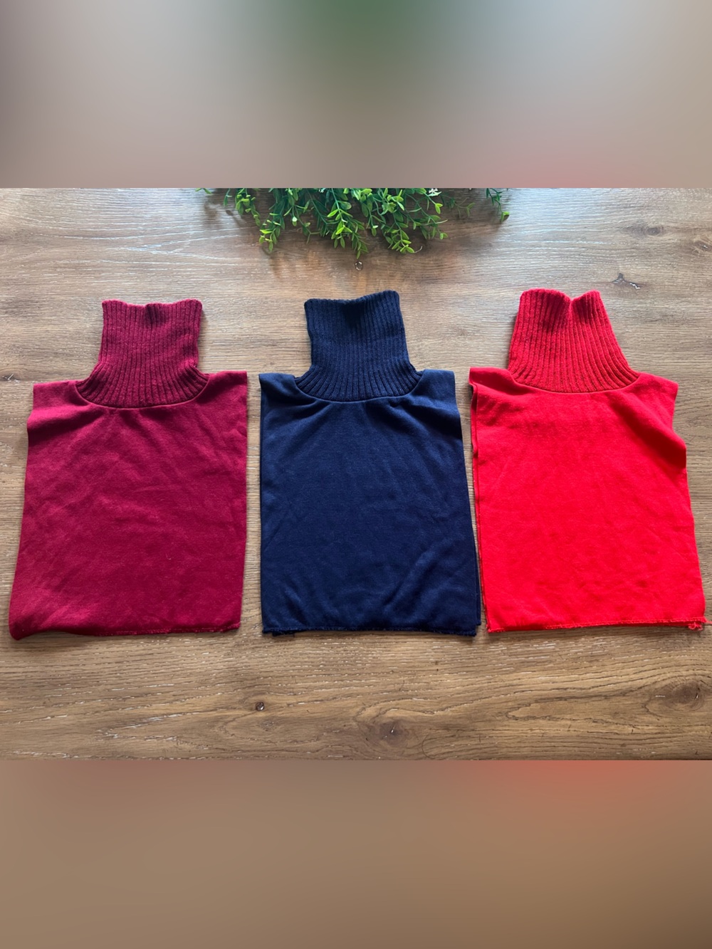 Vintage Knitted Ribbed Turtleneck Dickies - Maroon, Red & Navy